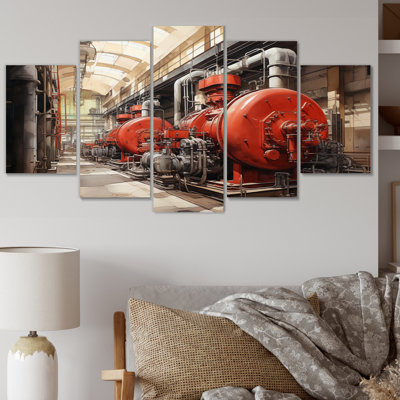Red Power Plants Powerful Energies - Architecture, art mural, salon - 5 panneaux