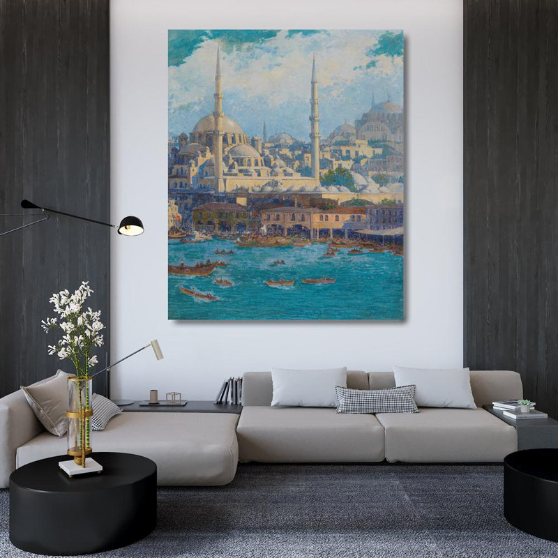 «A View of Istanbul» par Circle Of Max Frederic Rabes - Art mural sur toile tendue avec châssis, H 48 po x l 33 po