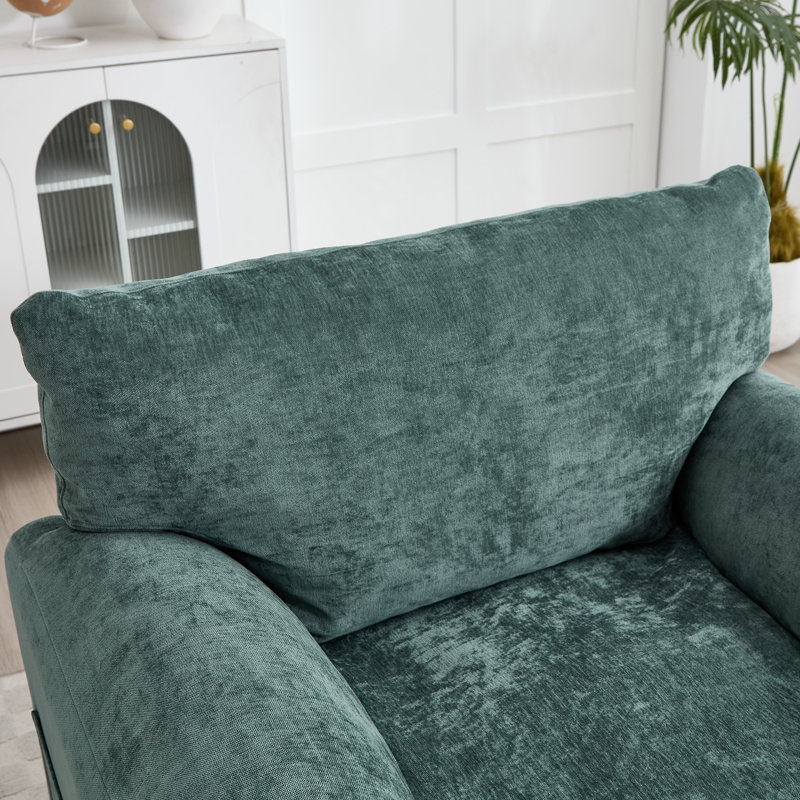 38.1''W Chenille Armchair Accent Chair Single Sofa Set Of Two For Living Room And Bedroom, Green