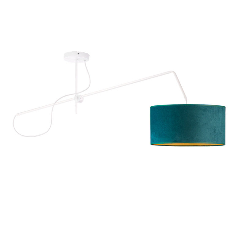 RIO VELUR 1 - Light Drum Pendant, White,  Turquoise