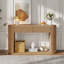 Console ovale cannelée avec 2 tiroirs et tablette inférieure, table d'entrée en bois avec glissières en métal lisse pour le salon-128994020