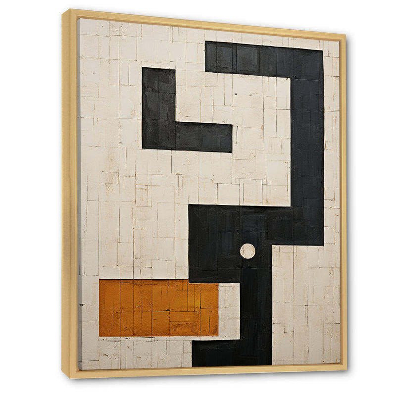 Nouvel ordre abstrait monochrome - art mural abstrait géométrique, H 20 po x l 12 po, Floater Framed Print, Érable