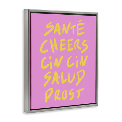 Multilingual Cheers on Pink Floating Frame, design by House of Lulu