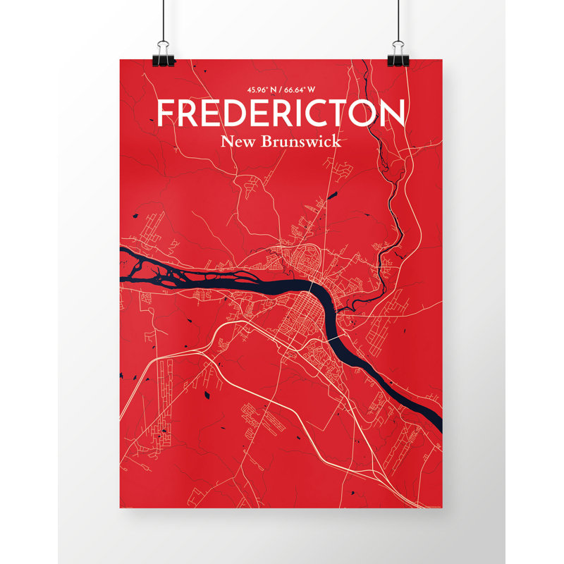 Fredericton City Map - No Frame Print, 70.1cm H x 50cm W