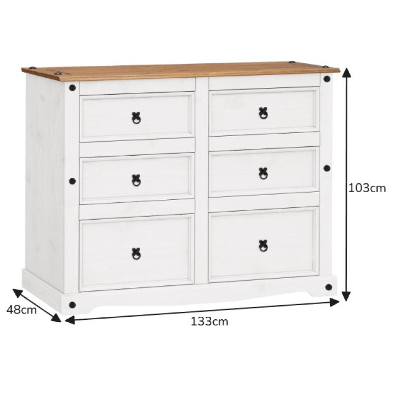 Solid Wood 133cm W 6 - Drawer Chest of Drawers