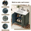 Meuble-lavabo vintage 30 po avec lavabo rectangulaire en céramique, bleu sarcelle antique (bleu vert) | Idée cadeau