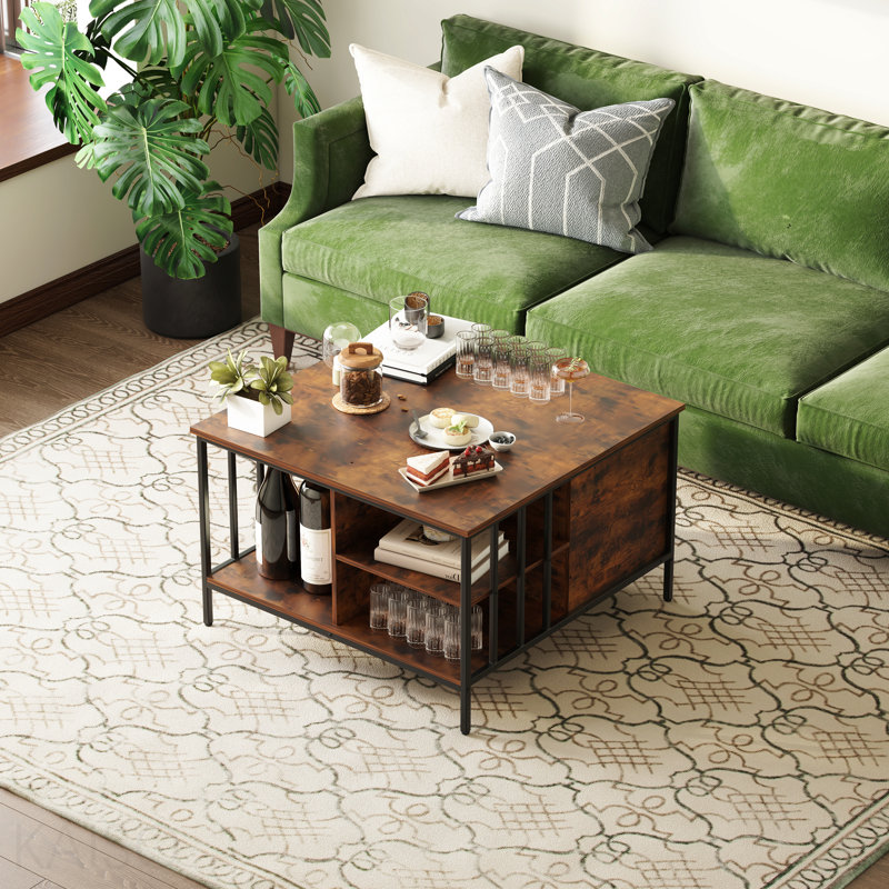 Table basse à plateau relevable avec rangement Farmhouse