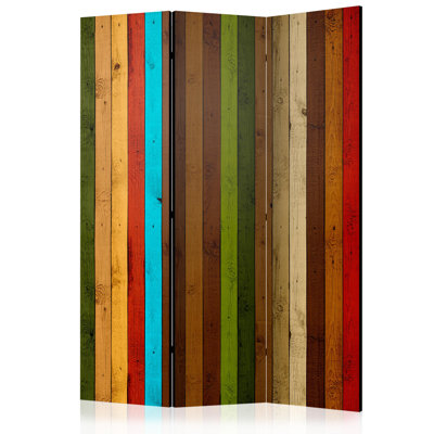 Gwenola 135cm W x 172cm H 3 - Panel Solid Wood Folding Room Divider