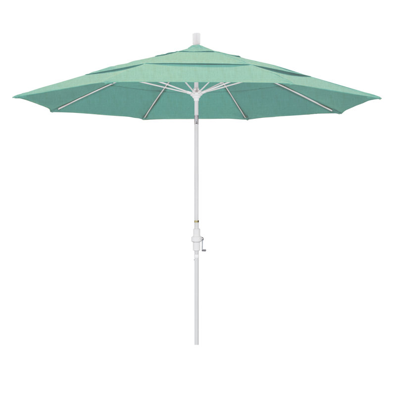 Parasol de marché 11 pi Brent, H 102 po x l 132 po x P 132 po, Blanc mat, Tissage uni Sunbrella® palette brume