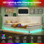 3ft Single Modern Boucle Daybed with Charging Station & Smart RGB LED Lights
