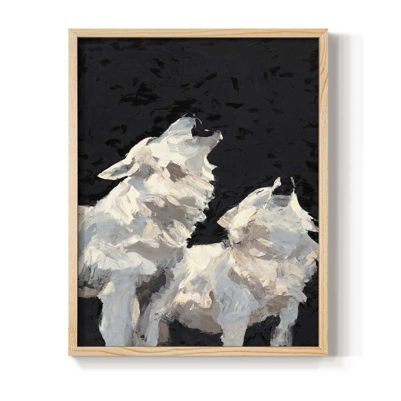 Midnight Wolves, reproduction encadrée - bois massif, Naturel, H 15 po x l 12 po