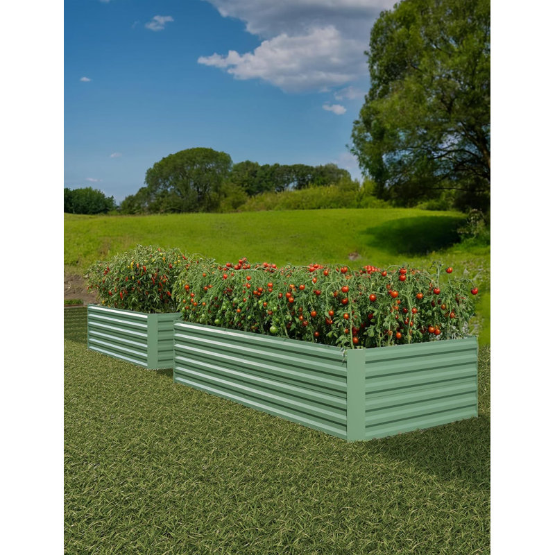 2 Pcs 6x3x2 FT Metal Raised Garden Bed Beige, Beige, 6x3x2 FT