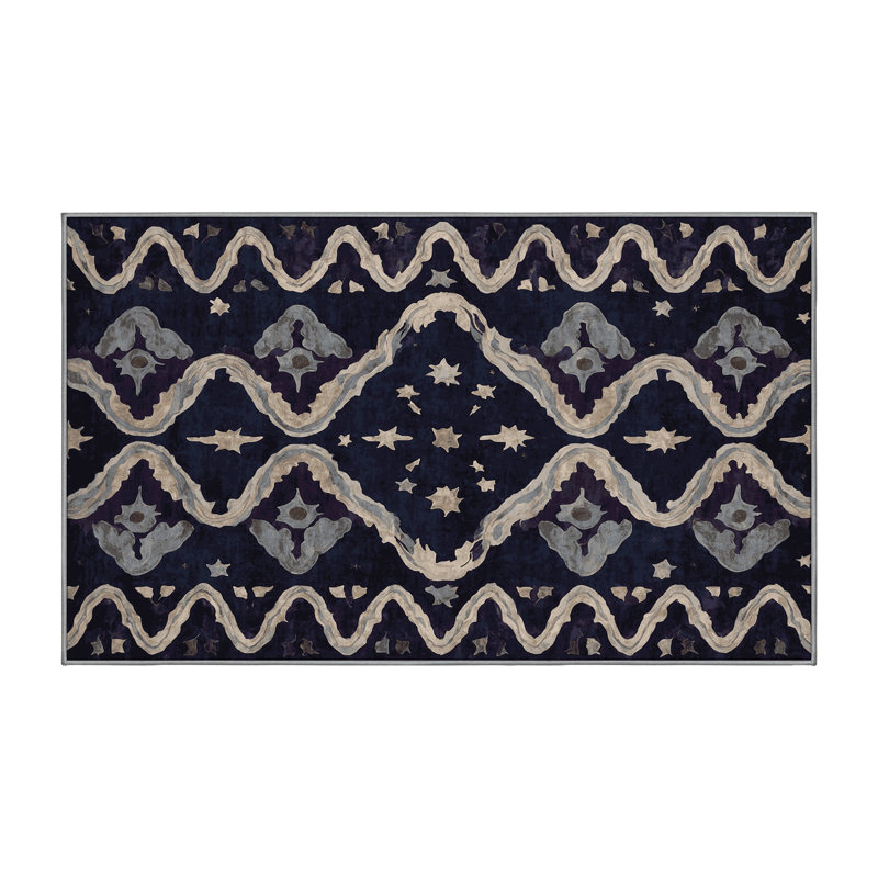 Machine Washable Gray Area Rug, Rectangle 3' x 5'