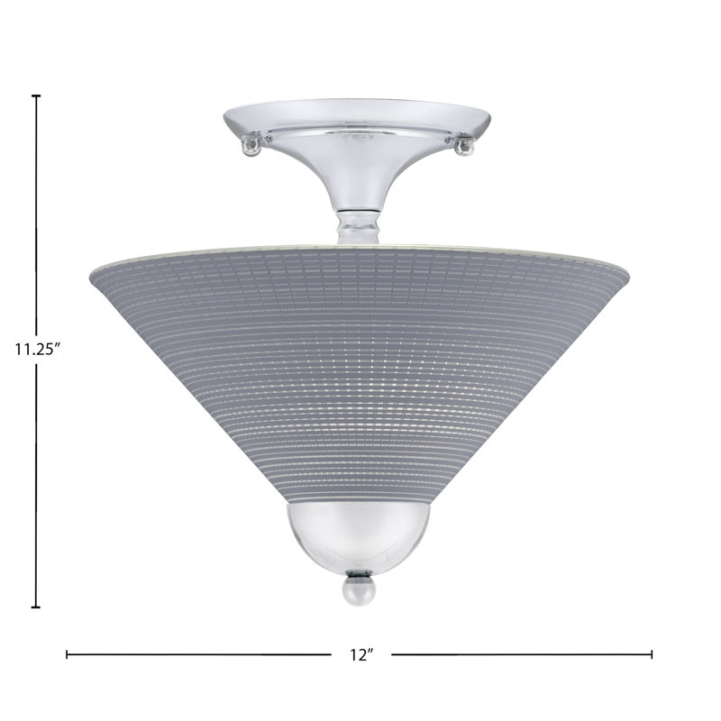 Magar Semi-Flush 2 Bulbs With 12" Glass, Chrome , Gray