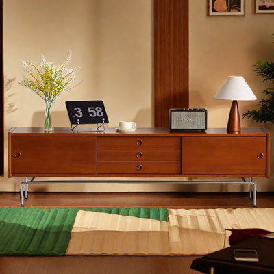 Meuble télé simple en bois massif de style rétro