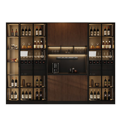 125.98" Italian-Style Luxury Sideboard And Wine Cabinet Combination With LED Lighting And Movable Power Rail