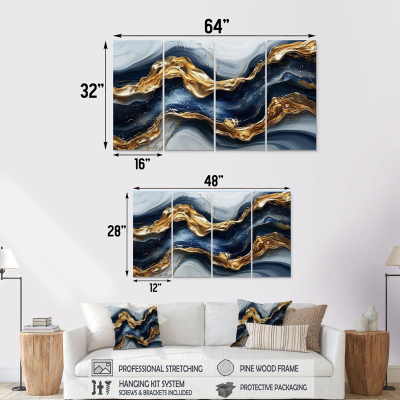 Dover - décoration murale en marbre - art mural moderne, H 28 po x l 48 po, 4