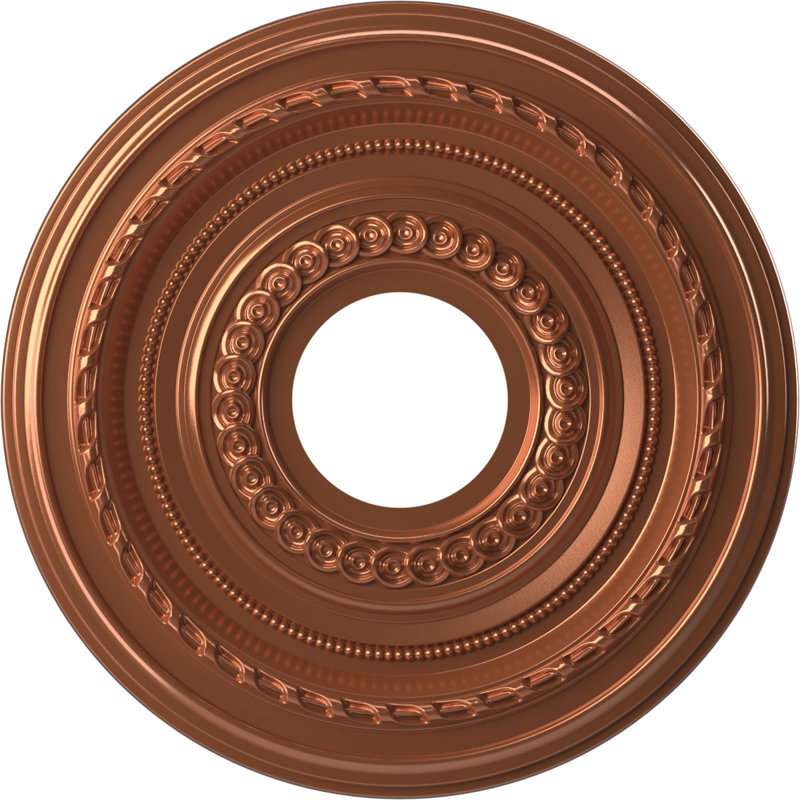 Cole Thermoformed PVC Ceiling Medallion, Bright Coat Copper, 10" H x 10" W x 0.75" D