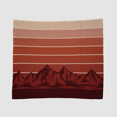 Cotton Sustainable Knit Throw Blanket | Holiday Gift - Mountain Sunscape