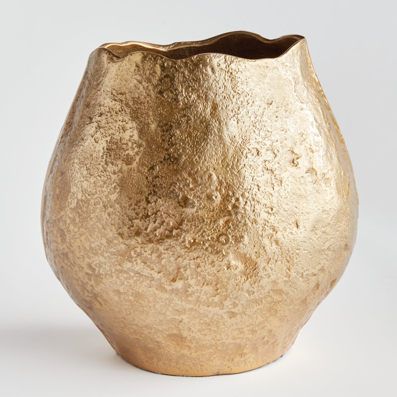 Harlin Short Vase, Gold, 10.75" H x 10.25" W x 6.75" D
