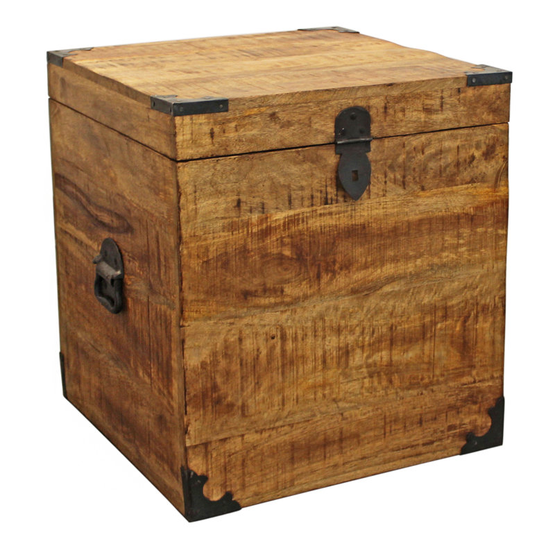 20" Natural Brown Solid Wood Square End Table