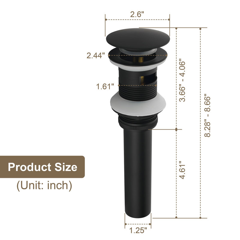 2.6'' W Pop-Up Yes, Matte Black