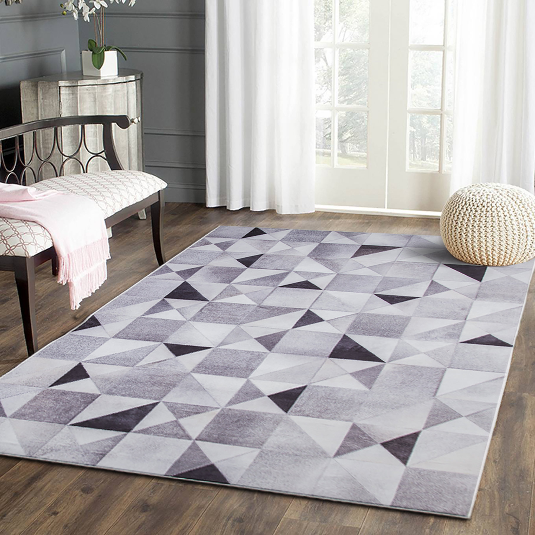 George Oliver Rayna Abstract White Area Rug - Wayfair Canada