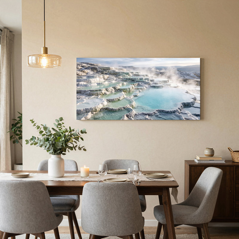 Art mural sur toile, "Steaming White", L 32 po x H 16 po