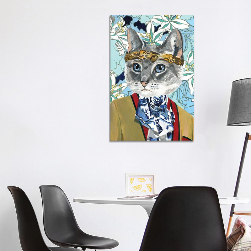 « Cat » par Heather Perry-imprimé, Pas de tapis, H 40 po x l 26 po x P 1,5 po, Toile tendue