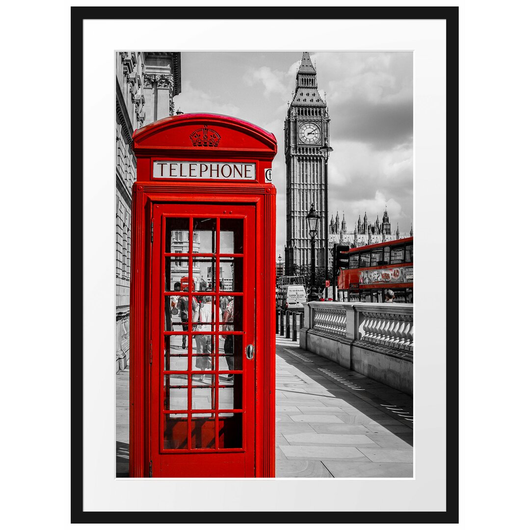 Gerahmter Fotodruck Telephone Box in London