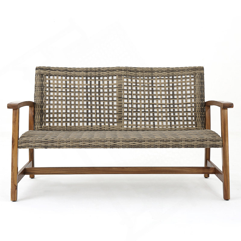 Bedingfield Wide Outdoor Loveseat, Gray/Natural