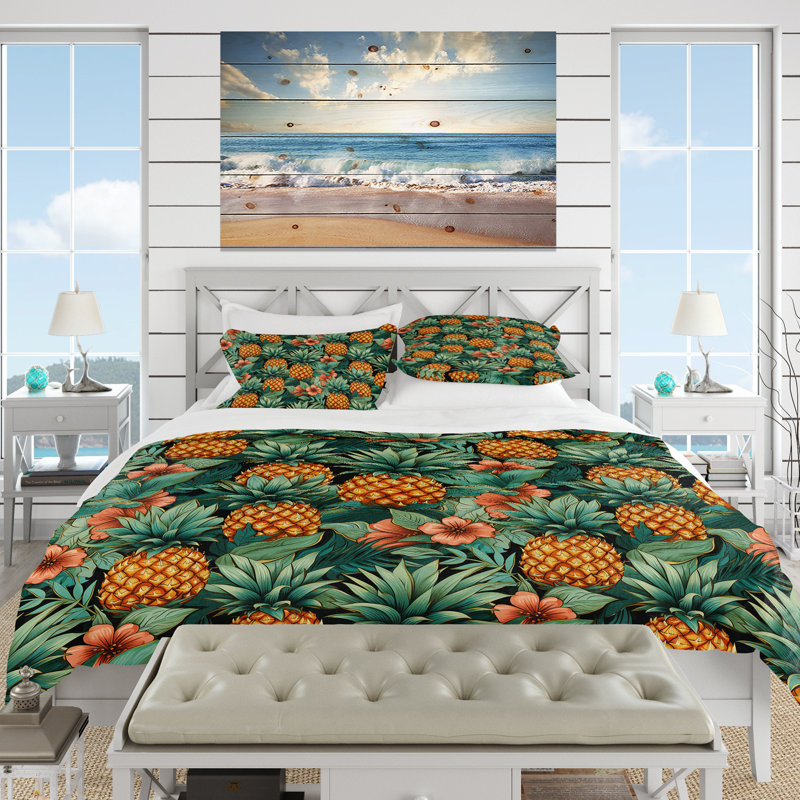 Pineapple Delight Tropical Pattern III - Ensemble de housse de couette tropical