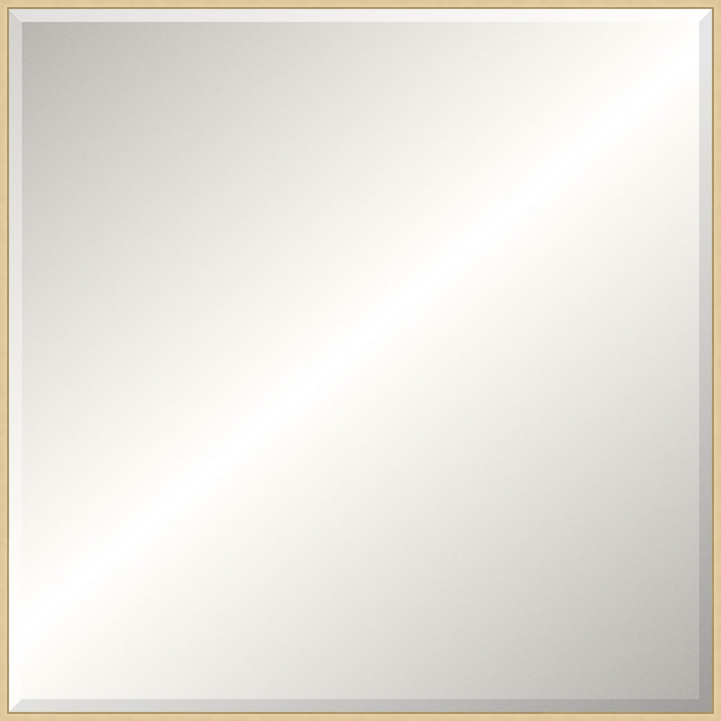 Floater 2 Solid Wood Beveled Mirror, 37.25" x 37.25", Champagne, Square