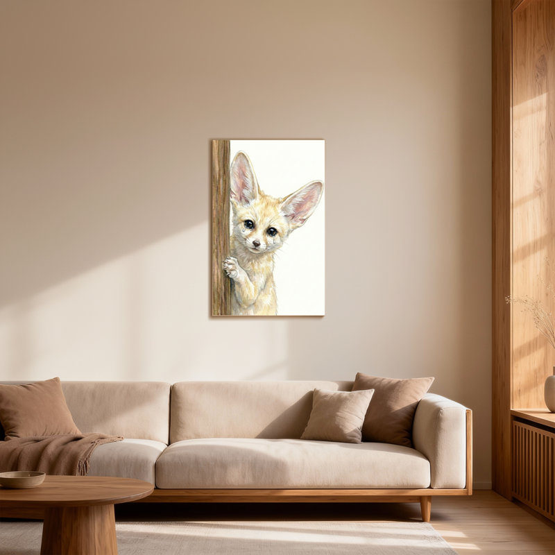 Animaux Fennec Fox furtivement derrière un panneau de bois, H 12 po x l 18 po