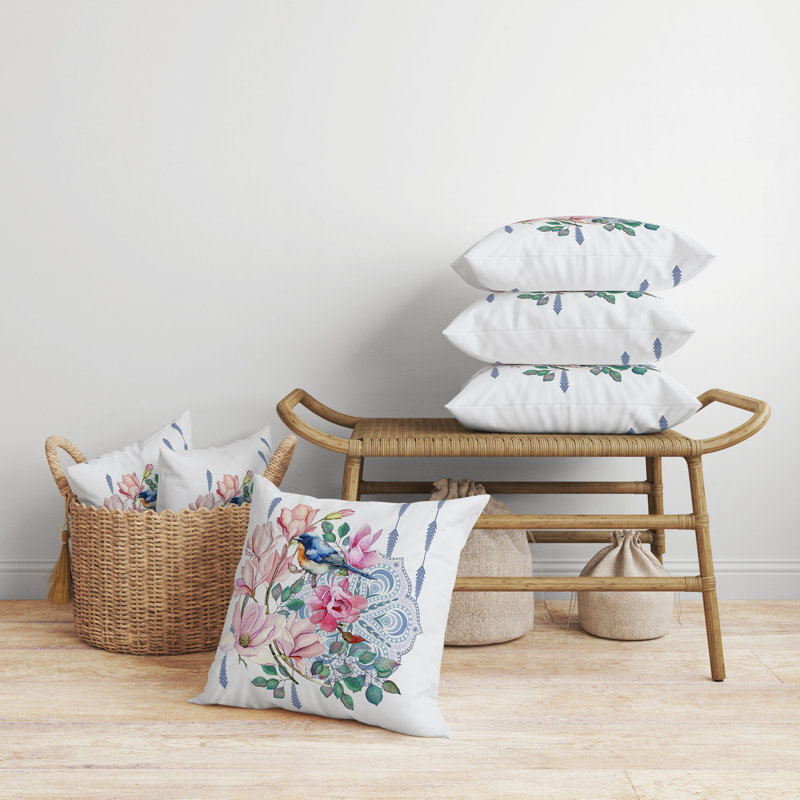 Coussin décoratif intérieur / extérieur Songbird Flora Fusion, H 20 po x l 20 po