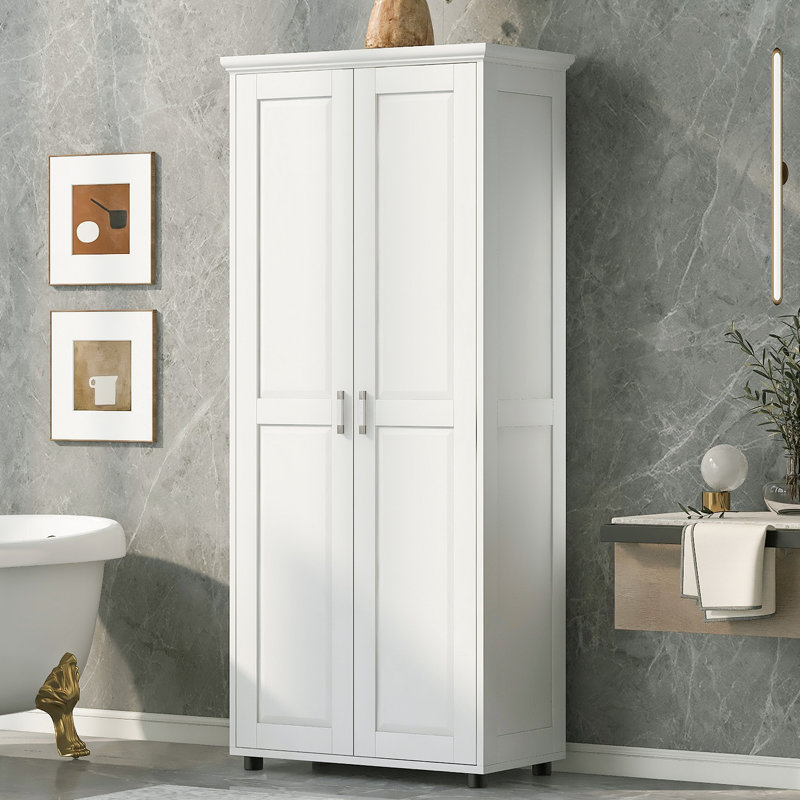 Armoire de rangement haute avec deux portes, Blanc