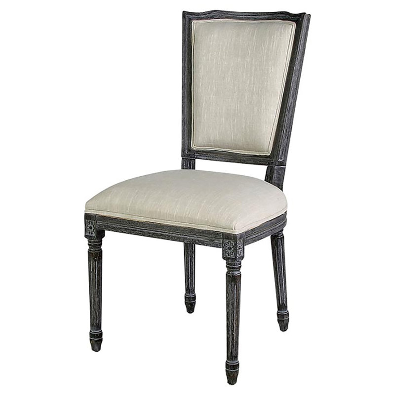 French Linen Side Chair in Ivory