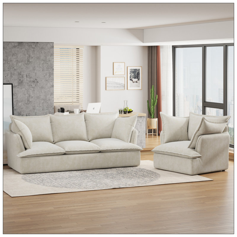 Canapé modulaire 94 po 3 + 1 places Cloud, Chenille beige