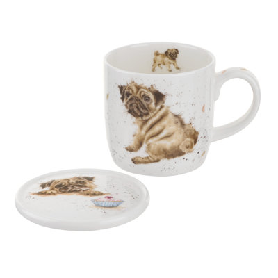 Royal Worcester Rw-Wrendale Designs Pug Love Mug/Coaster Set