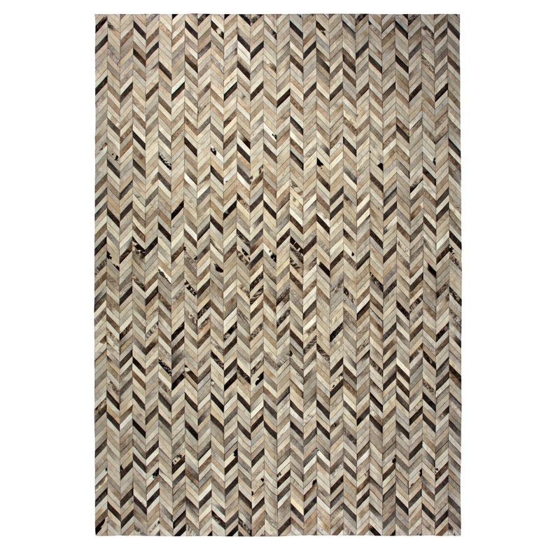 Zorzal Cowhide Chevron Area Rug, Rectangle 10' x 14'