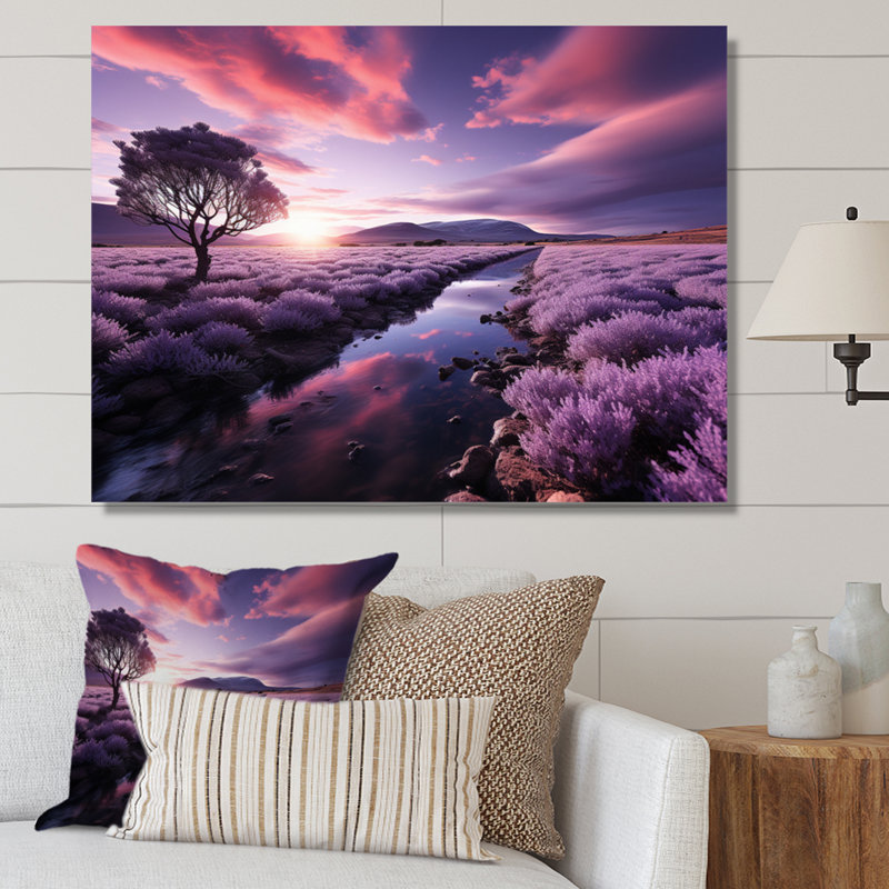 " Flower Field Ethereal Lavender I ", 16" H x 32" W, Toile tendue