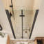 Portes de douche pliantes sans cadre en noir avec verre transparent-121700078