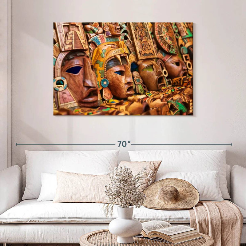 Bois sculpté mexicain, H 30 po x l 45 po