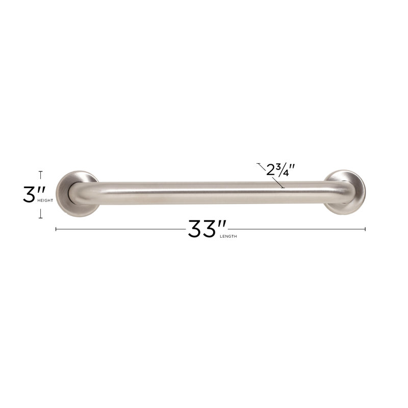 Straight Bathroom Safety Grab Bar, 30" W, Polished