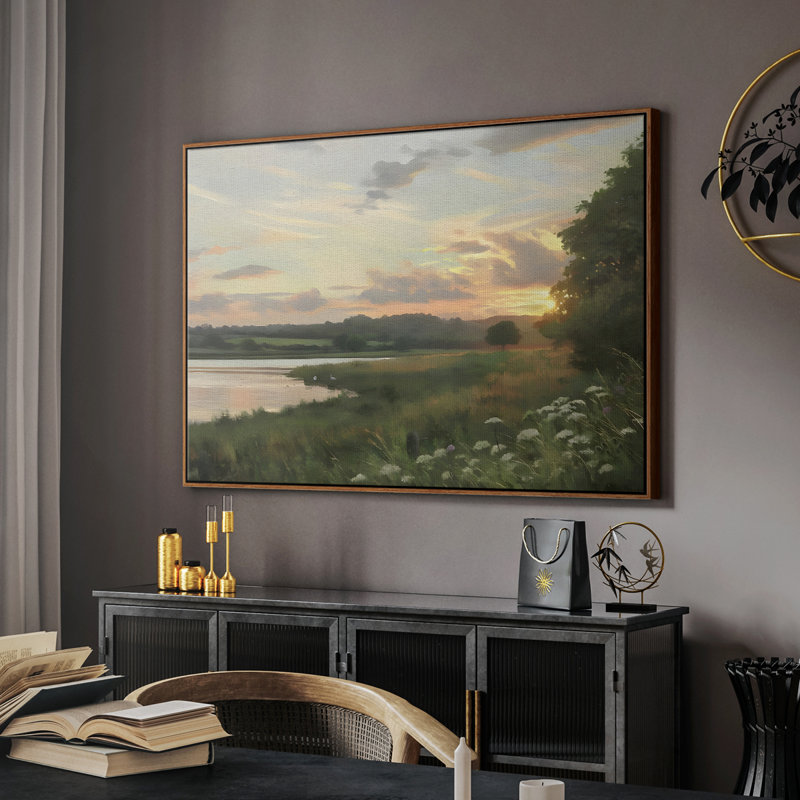 "Vintage Landscape -DCCCLI" sur toile, Toile encadrée noyer flottant, H 25 po x l 37 po x P 2 po