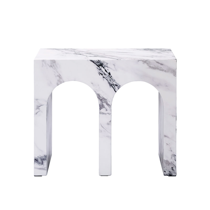 Fritzy Square End Table In White Engineered Stone