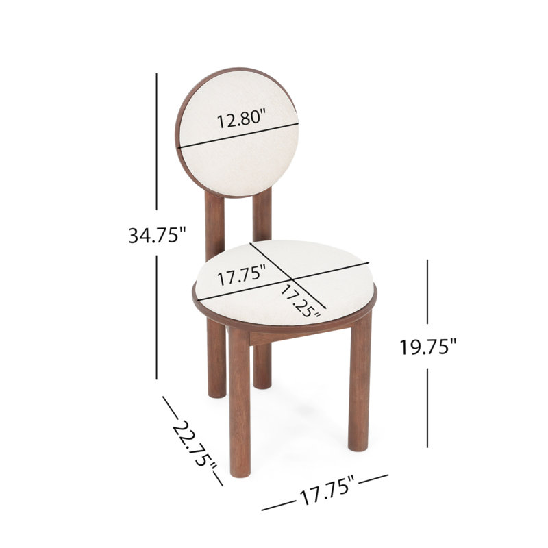 Chaise de salle à manger en polyester et tissu beige avec structure en bois (ensemble de 2)