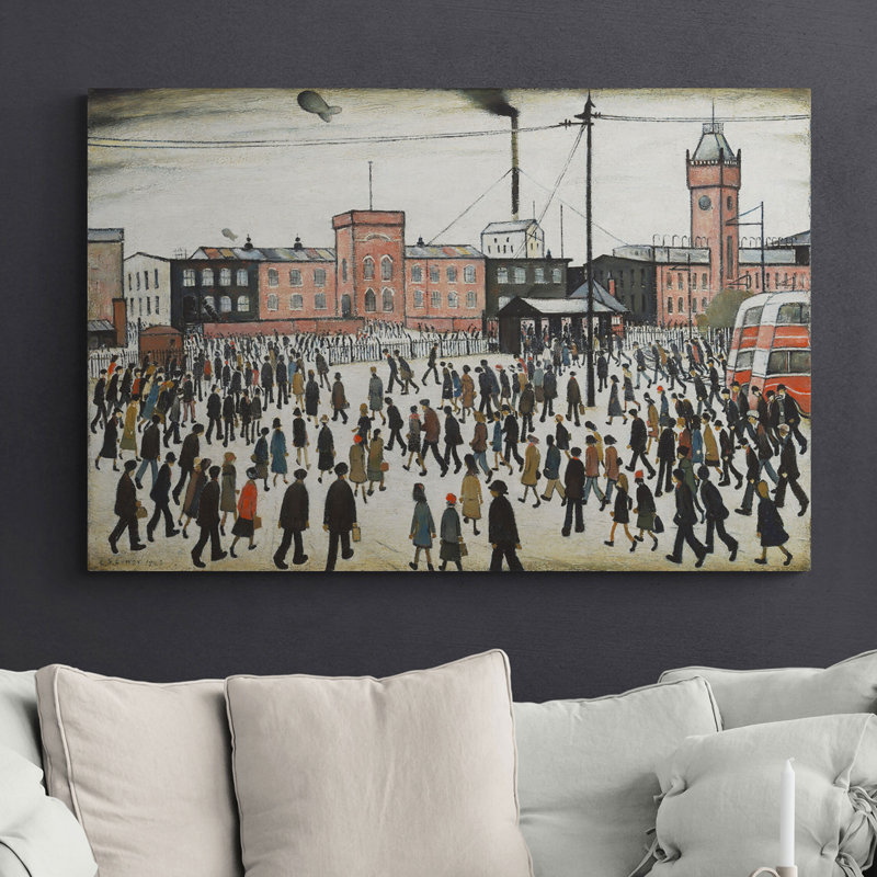 Going To Work by L.S. Lowry - Wrapped Canvas Painting, 84cm H x 120cm W 