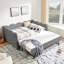 Lit de jour double en vichy double avec couchette simple sans sommier, avec port USB et adorable tissu en forme de vague-580403415