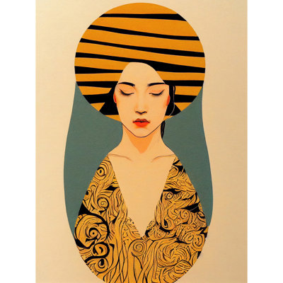 Retro Woman Midcentury Bohemian Art Nouveau - Print